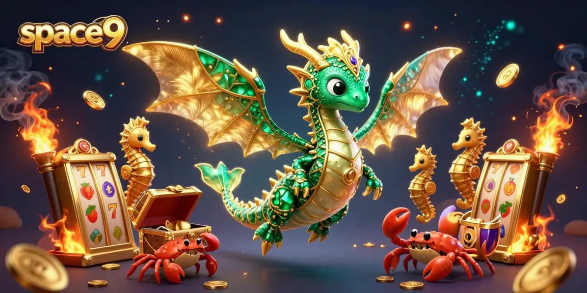 Experience thrilling slots with space9 featuring vibrant sea dragon and interactive casino elements.