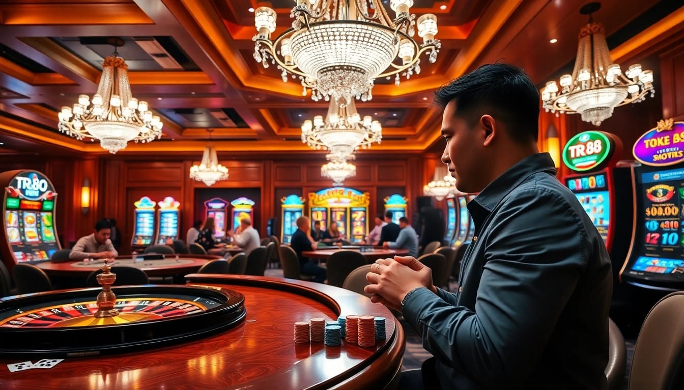 Players engaged in thrilling casino action at TR 88, showcasing poker chips and roulette excitement.