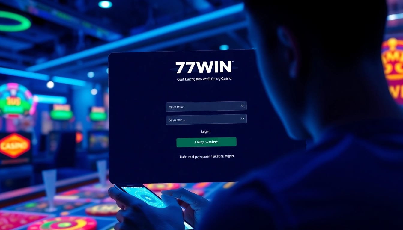 77win login interface showcasing a vibrant and user-friendly design for online gambling.