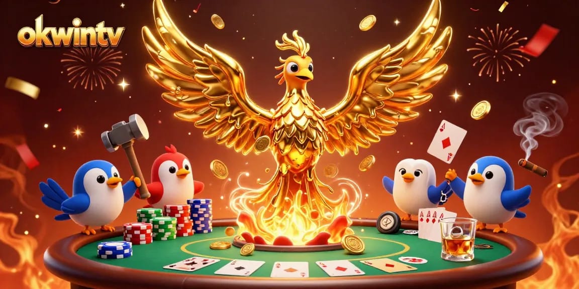 Turn winnings into gold with the dynamic okwintv gaming illustration showcasing a vibrant poker scene.