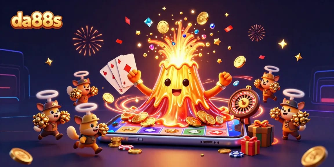 Experience winning moments with da88s in this vibrant 3D casino illustration!