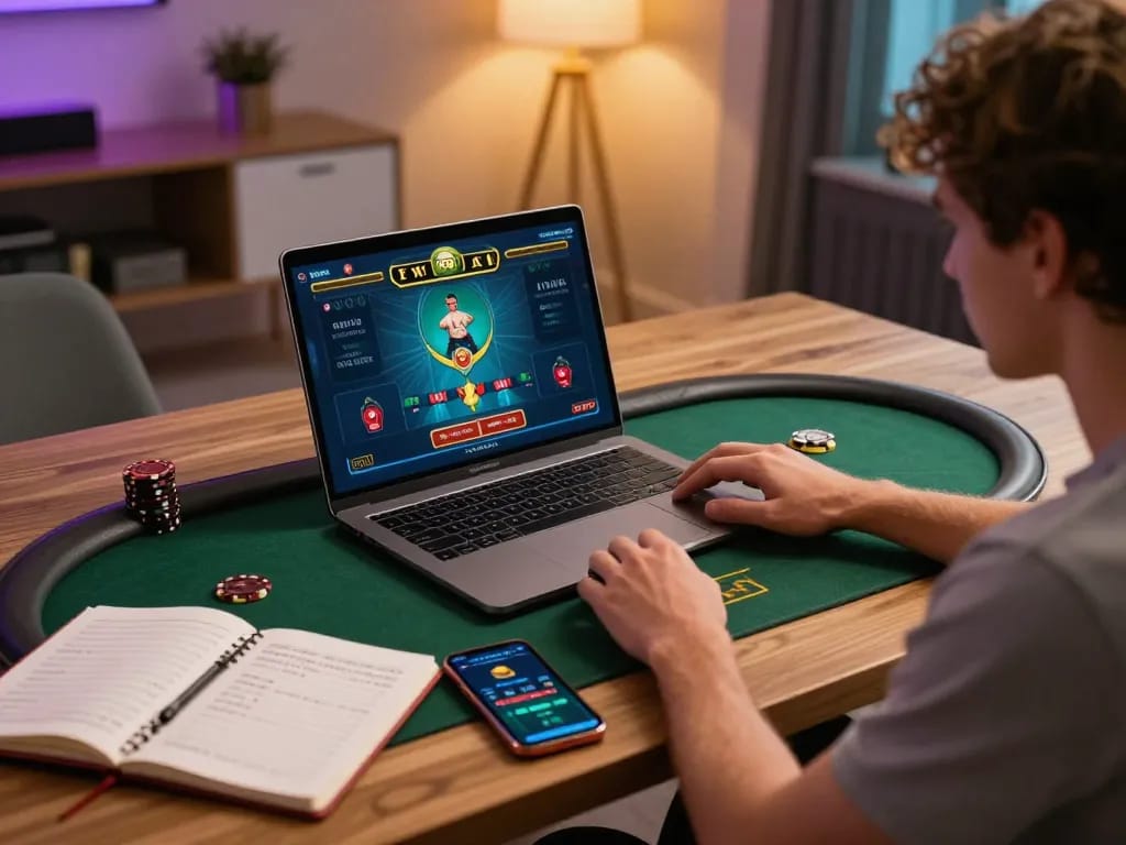 Player enjoying live dealer games on TG88 platform in a cozy home gaming setup