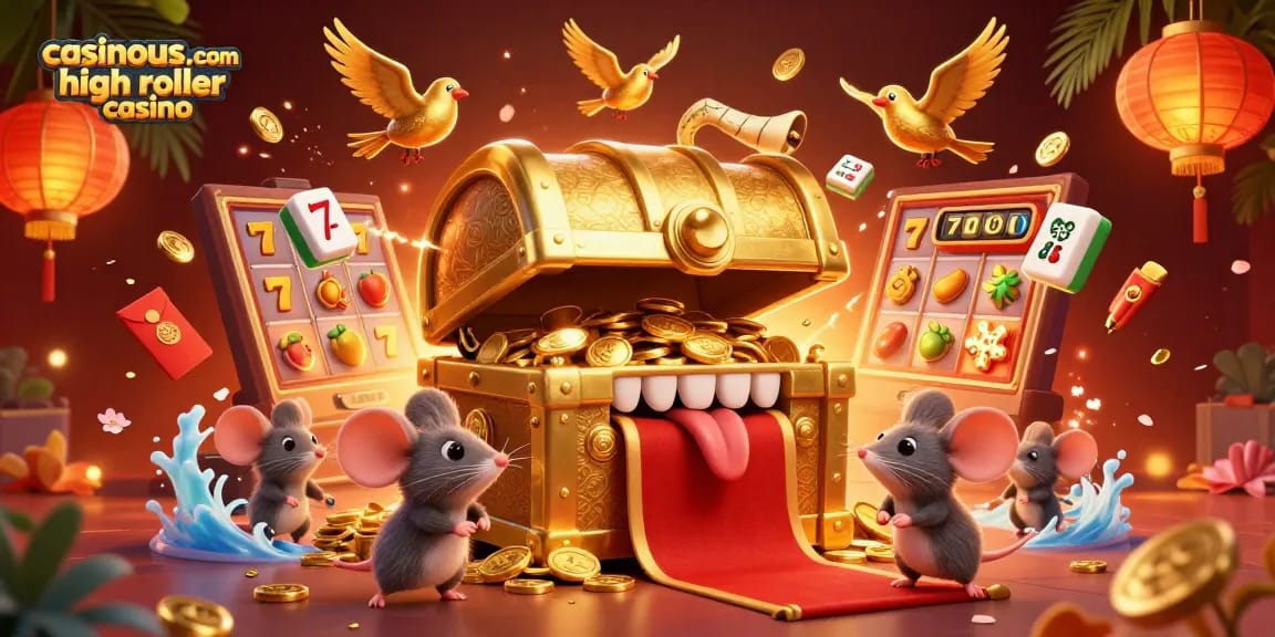 Experience excitement at casinous.com high roller casino with dynamic 3D treasure scene.