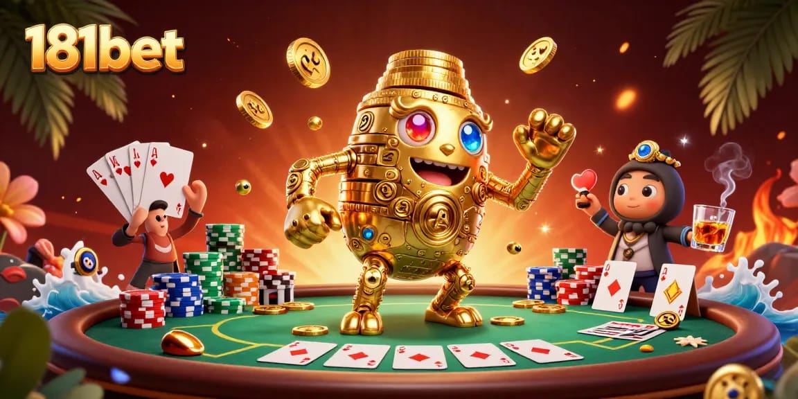 Experience thrilling gameplay at 181bet with a rich visual landscape of casino excitement featuring a golden golem.