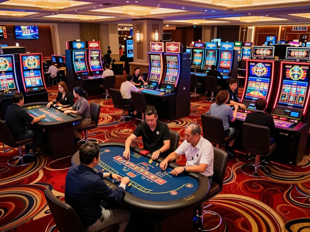 Players enjoying a thrilling game atmosphere at 88clb casino with vibrant gaming tables