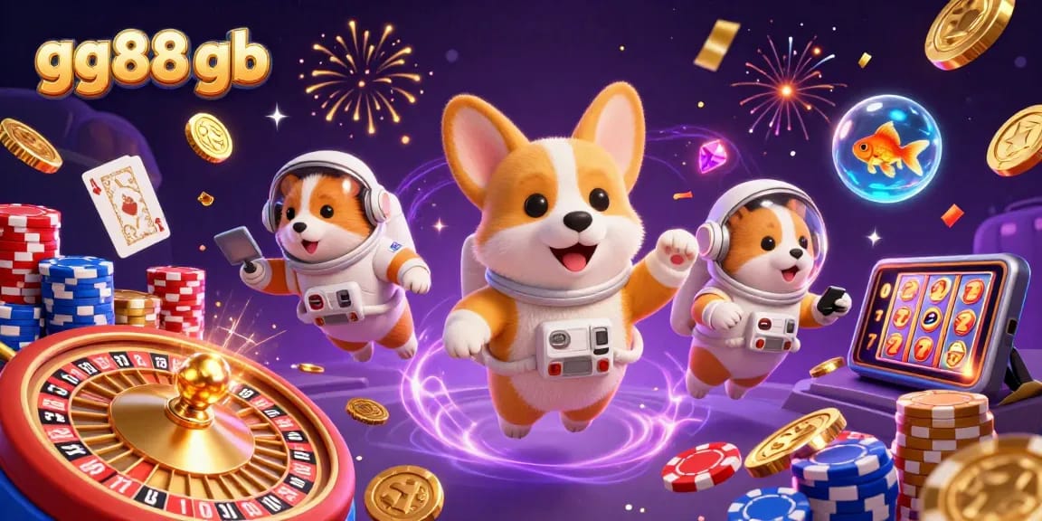 Experience the thrills of gg88 gb with a vibrant 3D casino scene featuring fun characters and dynamic game elements.