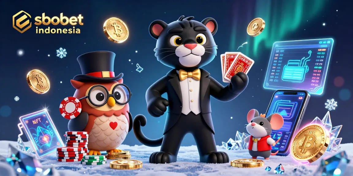 Engage in thrilling betting experiences with sbobet indonesia, featuring Card game interactions with whimsical characters.