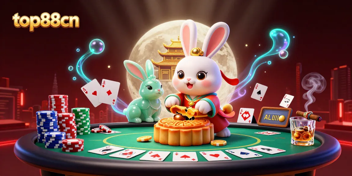 Experience the excitement of online gaming at top88cn with colorful poker chips and a stunning moonlit backdrop.