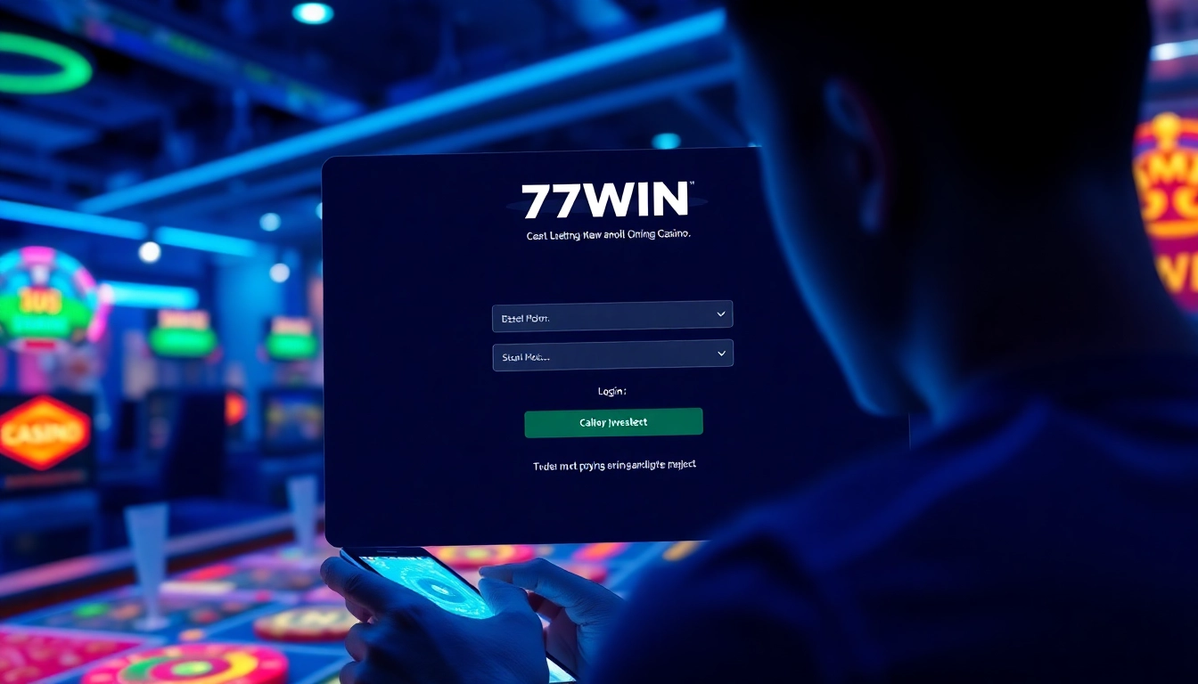 77win login interface showcasing a vibrant and user-friendly design for online gambling.