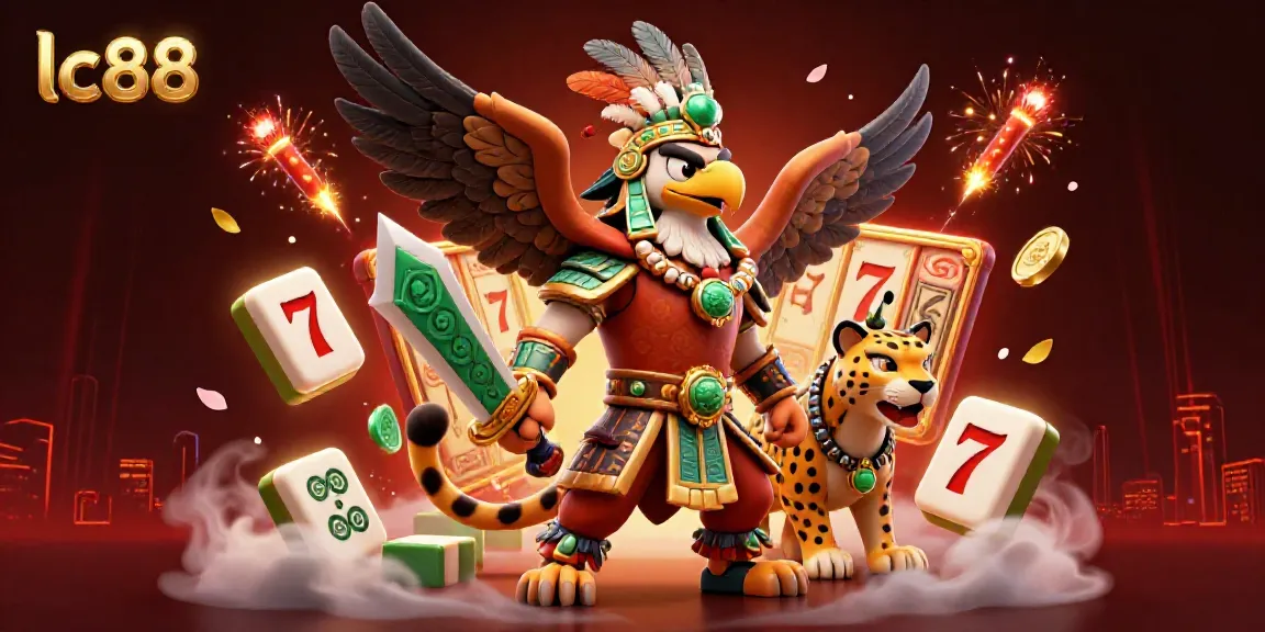 Experience thrilling gameplay at lc88 with vibrant characters and exciting slot reels in this 3D illustration.