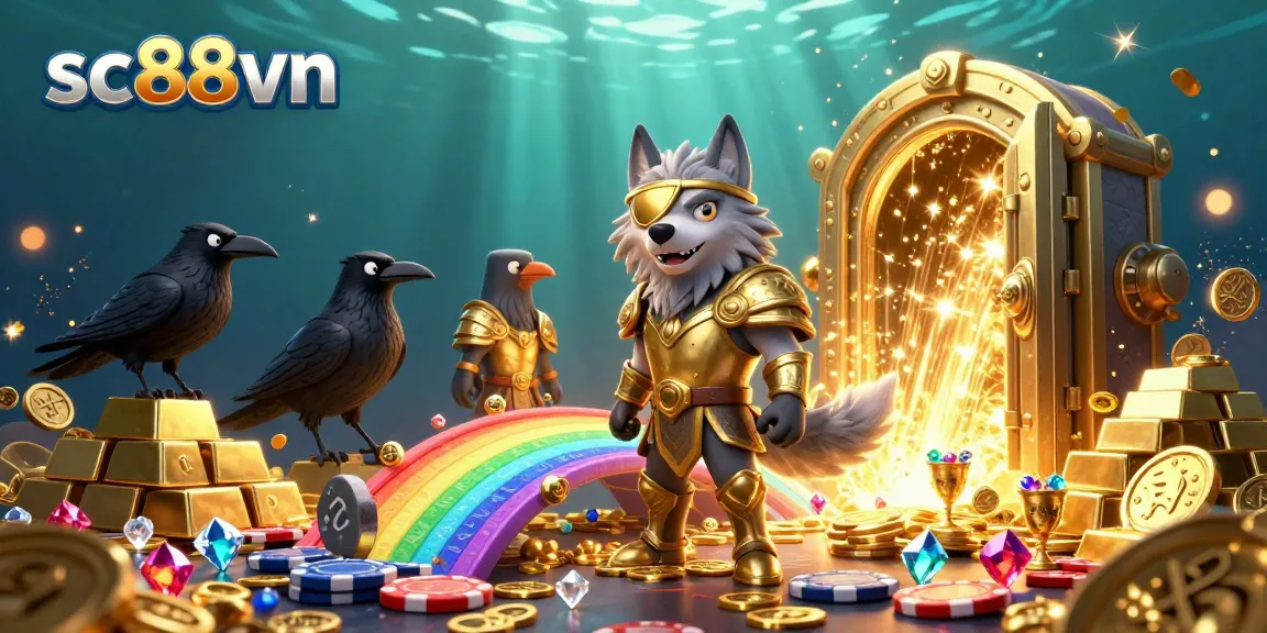 Experience thrilling action with sc88vn's vibrant casino scene, featuring Odin, his ravens, and rich treasures.
