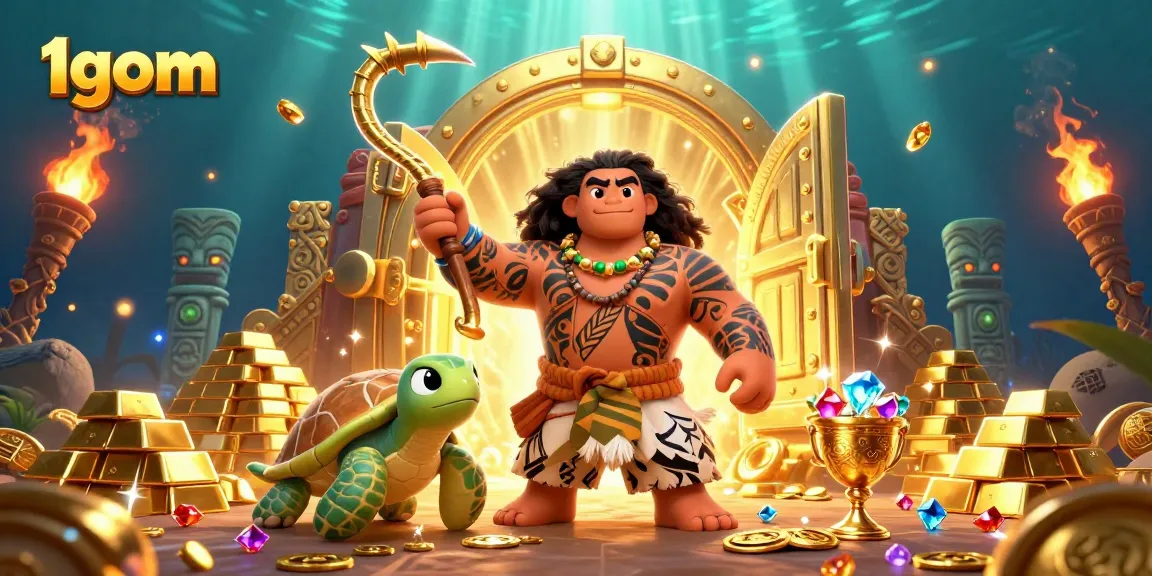 Experience thrilling betting adventures with 1gom's vibrant 3D casino illustration showcasing rich treasures.