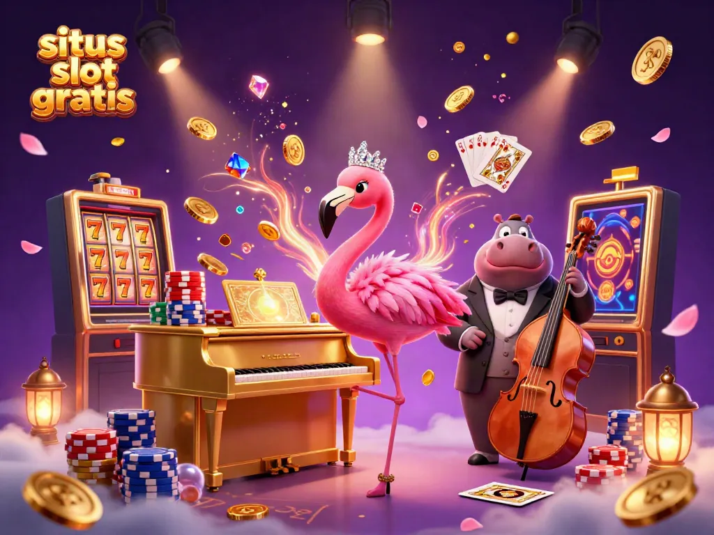 Experience situs slot gratis with vibrant casino-themed characters and dynamic gaming elements.