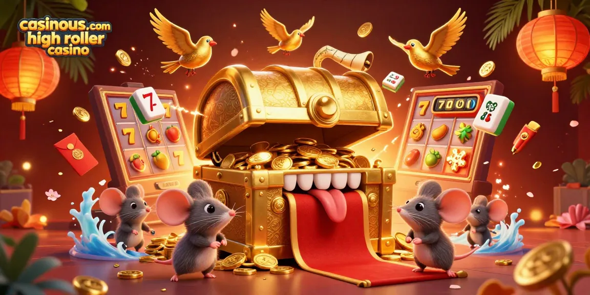 Experience excitement at casinous.com high roller casino with dynamic 3D treasure scene.