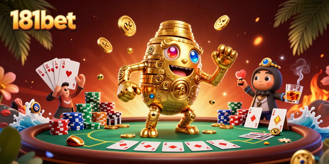Experience thrilling gameplay at 181bet with a rich visual landscape of casino excitement featuring a golden golem.