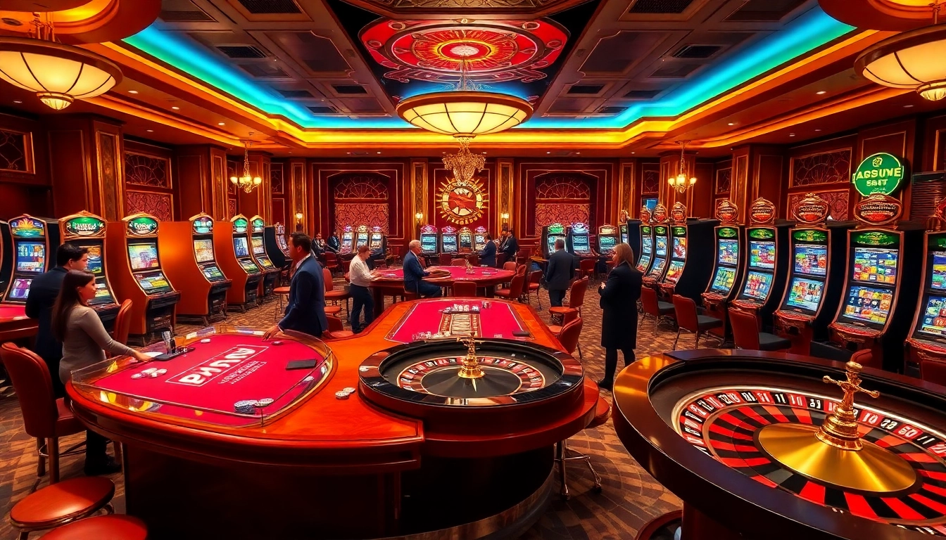Win big at https://789win.associates/ in a luxurious casino setting with tables and slot machines.