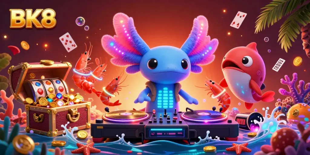 Experience exciting slots and vibrant performances with BK8's underwater casino scene.