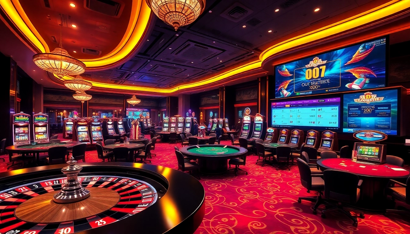Engaging casino scene at https://okfun88.co/ showcasing vibrant roulette tables and online gambling excitement.