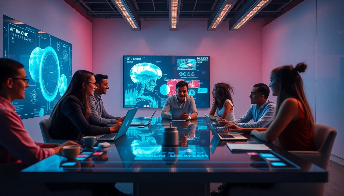 Innovative workspace merging AI and adult content creation in a collaborative setting.
