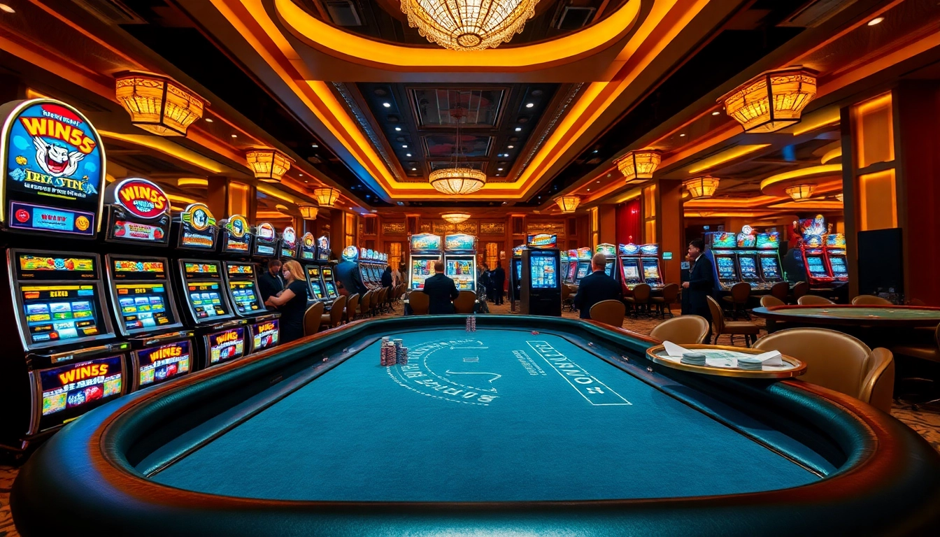 Players enjoying a thrilling game at Win55 Casino, featuring vibrant slot machines and dynamic poker action.