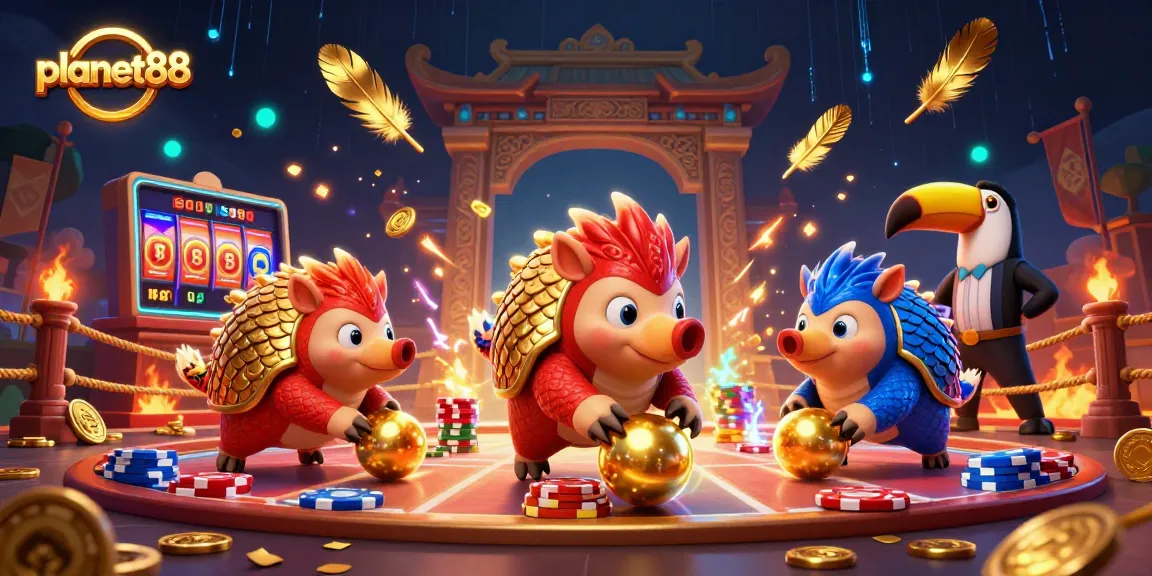 Engage with entertainment like planet88 as pangolins roll jackpot balls through poker chips.