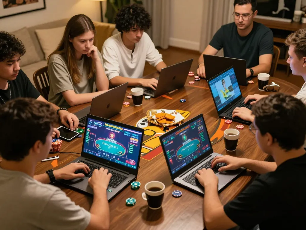 Engaging in strategic gameplay on gamedoithuong88 during an online poker tournament at home