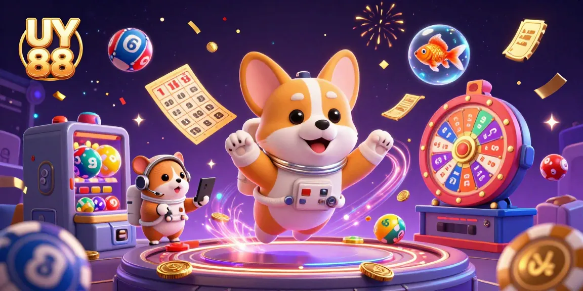 Experience a cosmic gaming adventure with UY 88 in a dynamic space casino scene filled with excitement.