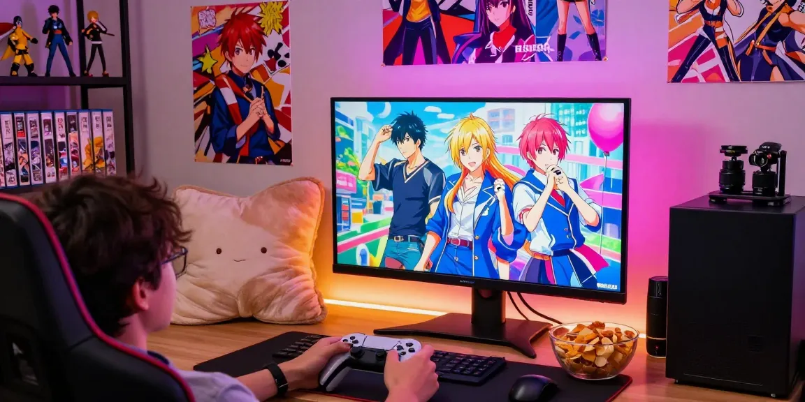 Engaging gaming setup featuring a user playing hentaigame with colorful decor and inviting atmosphere.