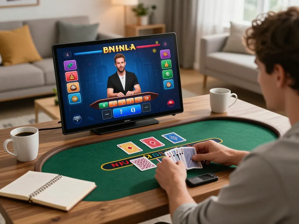 Engaging gameplay in game 98win showcasing online blackjack with player strategy notes.