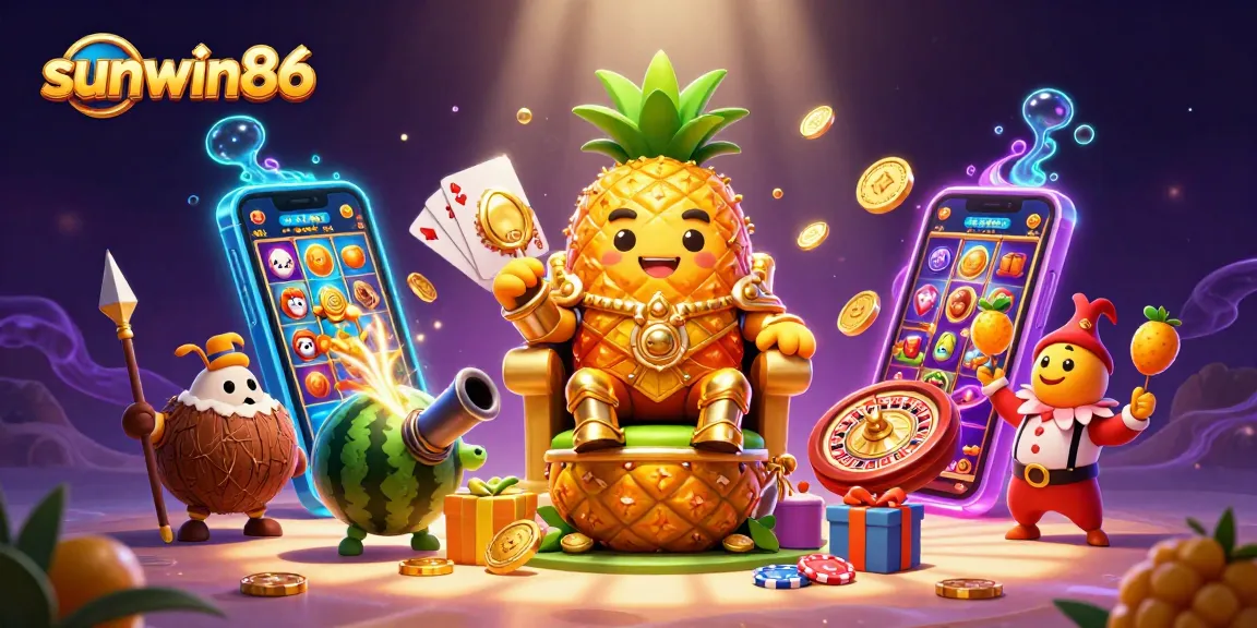 Experience the adventure at sunwin86 with a vibrant cartoon beach casino scene.