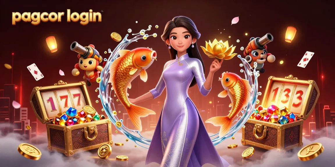 Engage with pagcor login to experience an elegant casino scene filled with golden treasures and vibrant gaming elements.