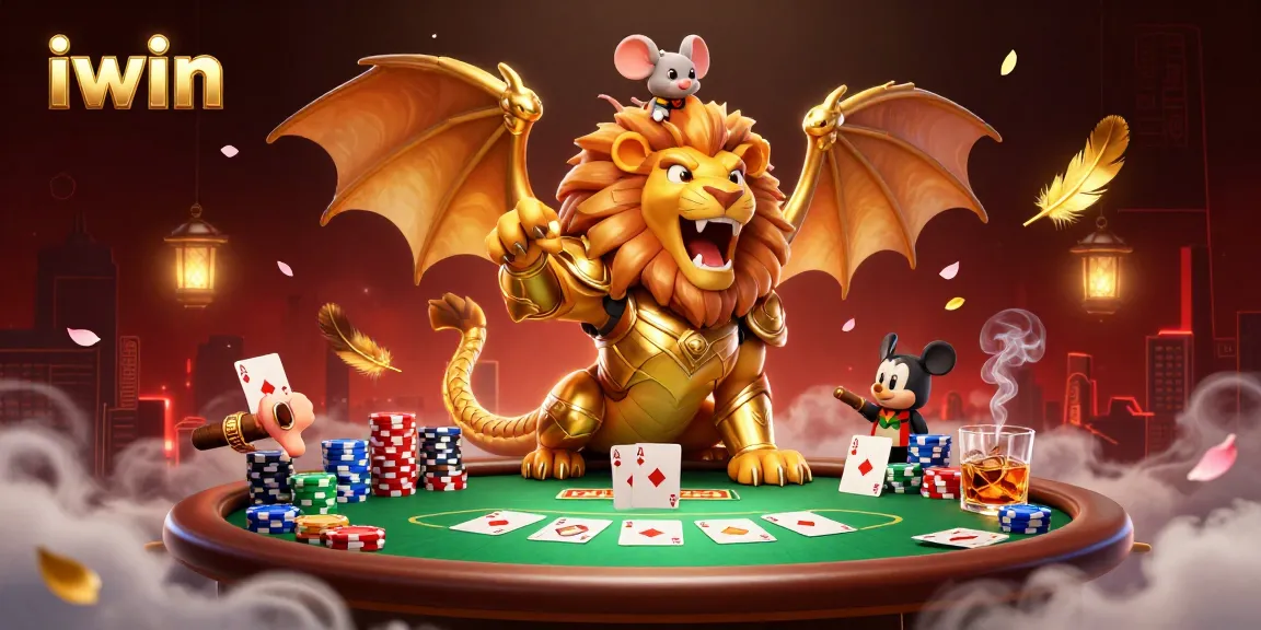 Engage with the iwin poker scene featuring a triumphant chimera and stunning casino elements.