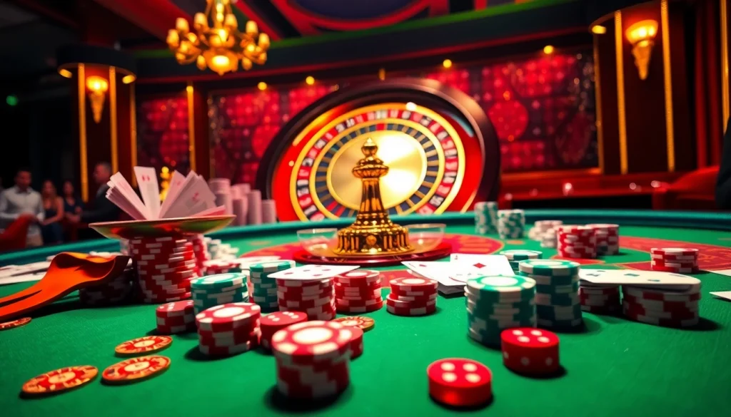 Experience the thrill of Hi88 casino with vibrant gaming tables and players immersed in action.
