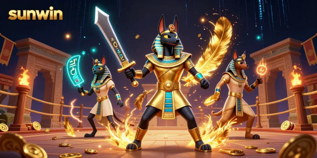 Experience the excitement of sunwin with vibrant online casino action featuring Anubis and Bastet.
