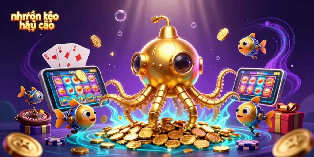 Enhance your betting insights with nhận định kèo nhà cái featuring 3D characters amidst gold coins and gaming elements.