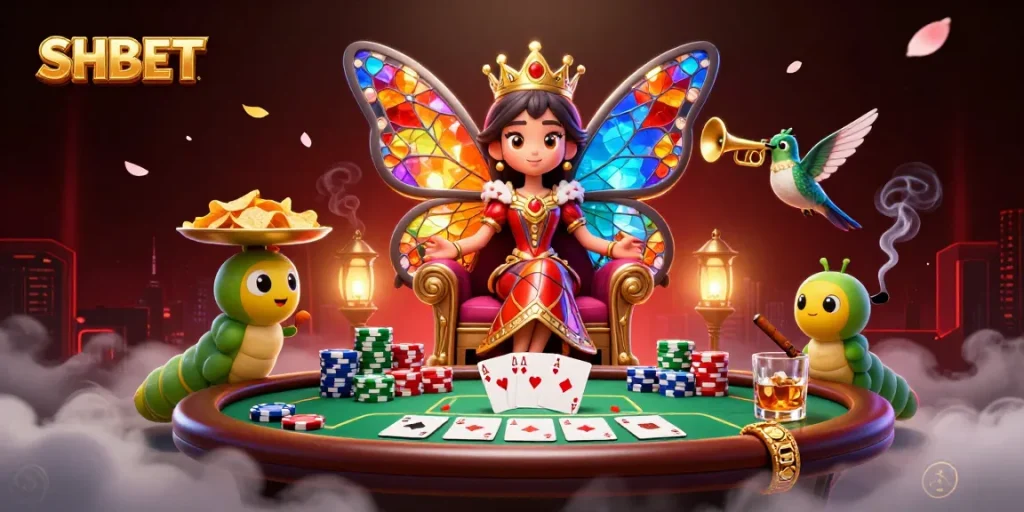 Experience excitement with SHBET in this vibrant casino scene featuring diverse games.